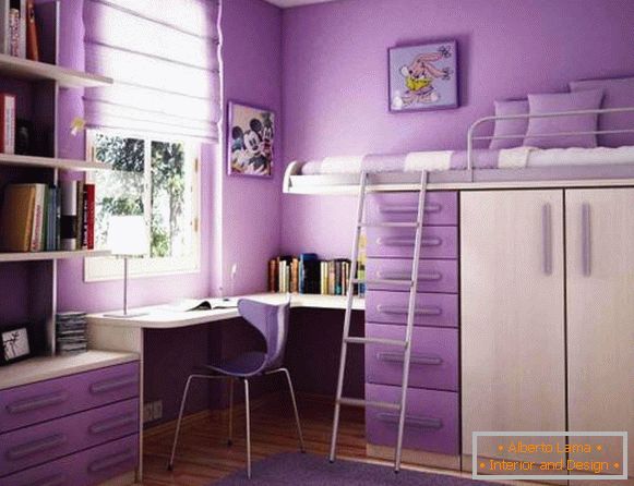 Oblikovanje otroške sobe v vijolično