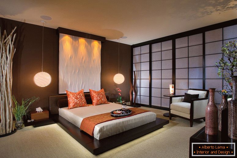 rjava-spalnica-barvne ideje-japonski