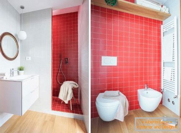 Kako lepo narediti kopalnico - fotografija rdeče ploščice