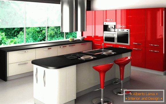 Slika rdeče črne kuhinje fotografija 31