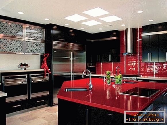 Slika rdeče črne kuhinje fotografija 33