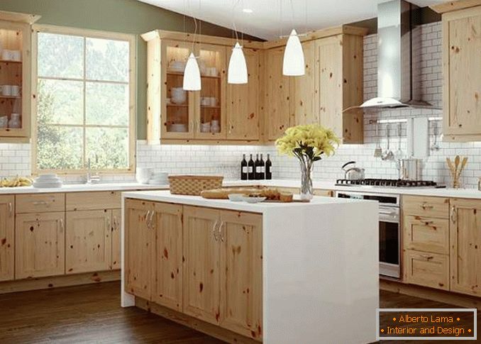 kuhinja za dacho z lastnimi rokami iz lesa, fotografija 8