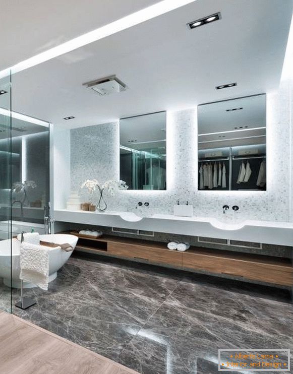 Velika kopalnica v hi-tech slogu