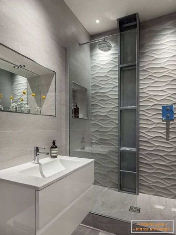 Barva sivih sten v oblikovanju kopalnice