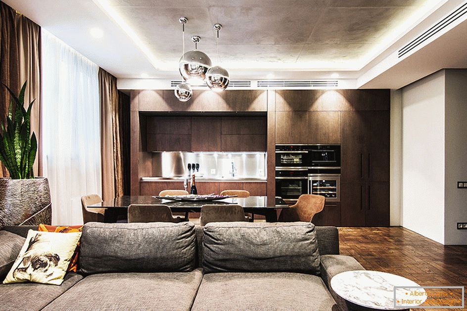 Majhno studio apartma z elementi minimalistične umetnosti nouveau v Kijevu, Ukrajina