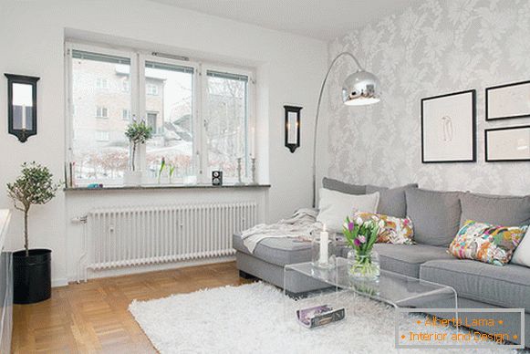 Notranjost majhnega švedskega stanovanja