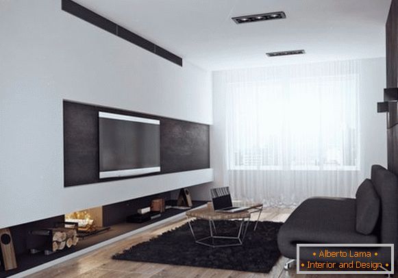 Elegantna dnevna soba v črno-belih barvah