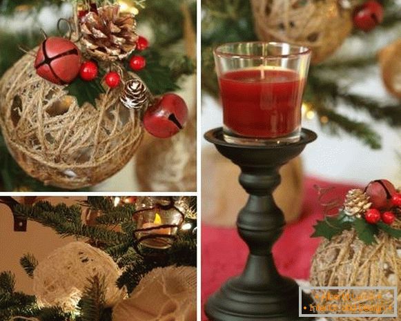 Božične kroglice iz niti - fotografije ročno izdelanih izdelkov