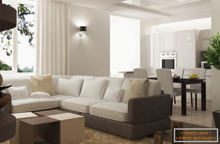 Laconic notranjost v slogu minimalizma - prava izbira za majhno stanovanje.