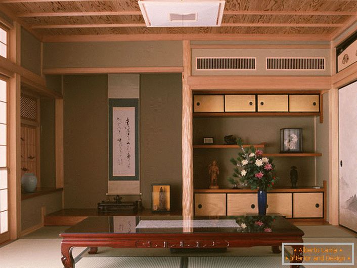 Stil japonskega minimalizma je pomemben za uporabo naravnih zaključnih materialov za organizacijo notranjosti. 