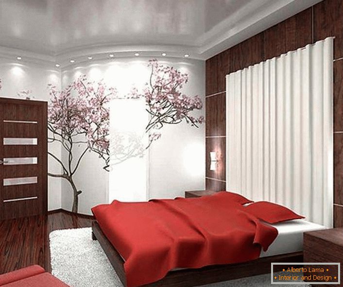 Pogosto za oblikovanje notranjosti v slogu japonskega minimalizma uporabljamo podobo japonskih češenjskih cvetov. 