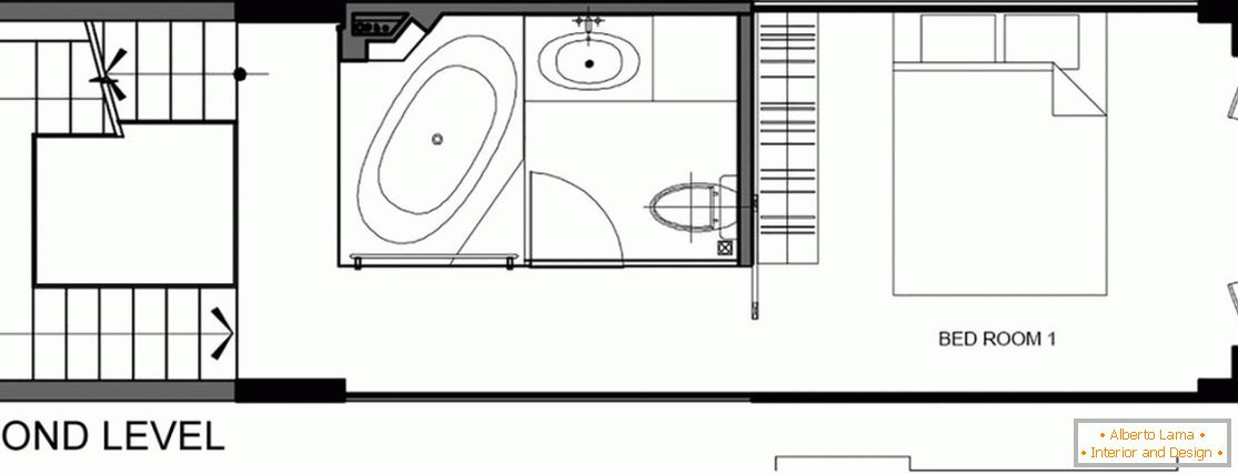 Razporeditev druge ravni hiše iz koncepta DD