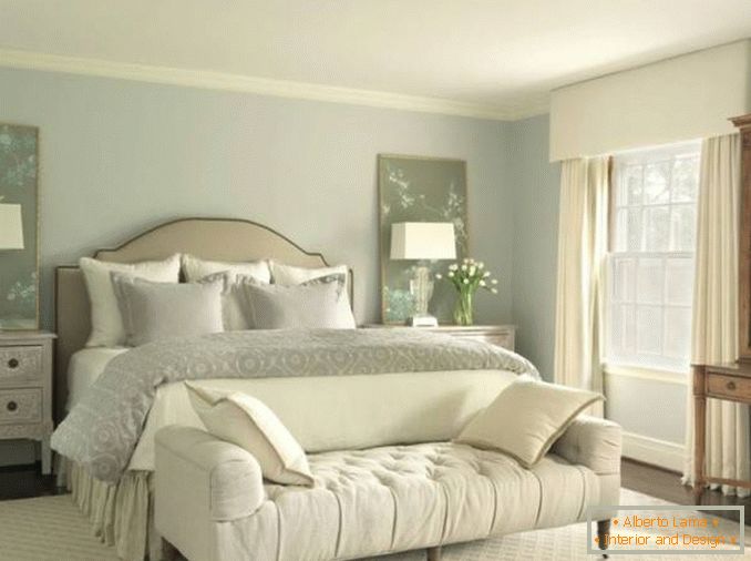 Dizajn spalnice v nevtralnih barvah