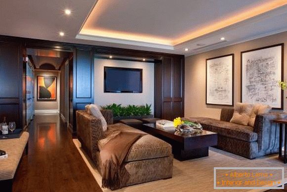 Katero LED trak lahko izberete za stropno razsvetljavo - фото в гостиной