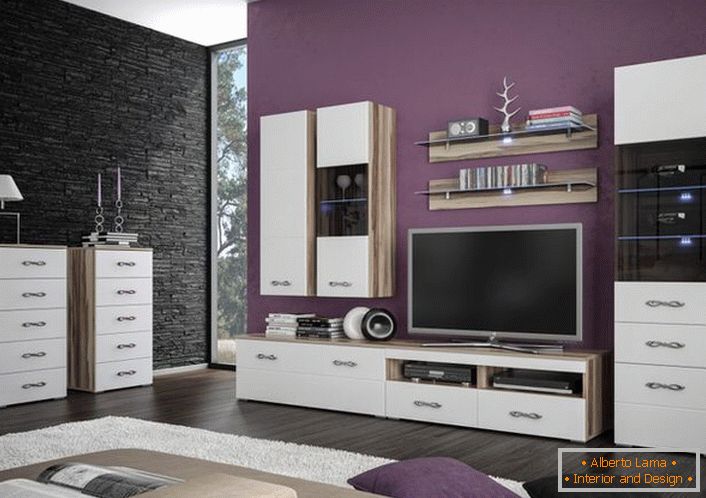 Primer raznolikosti možnosti je namestitev modularnega pohištva v dnevni sobi. 