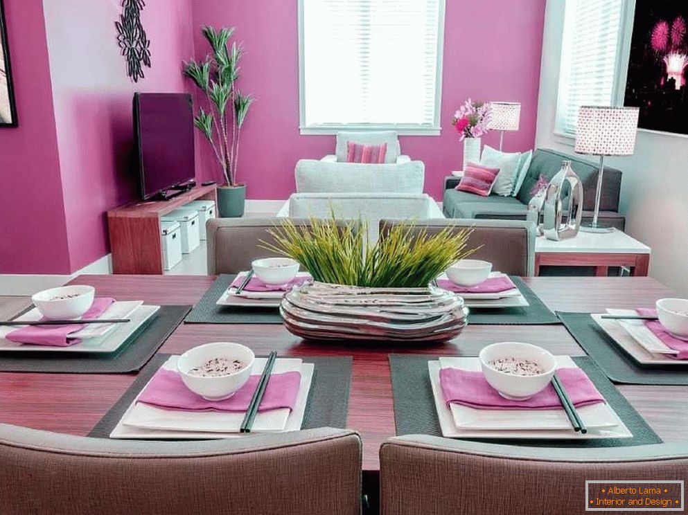 Sivo-roza dnevna soba