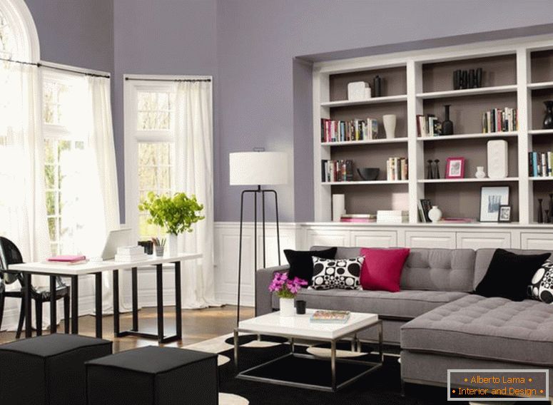 super-belo vgrajeno pohištvo v čudoviti sivi steni za sodobno dnevno sobo in pisarno 1080x792