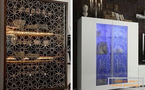 Moderno pohištvo - vitrine z LED osvetlitvijo