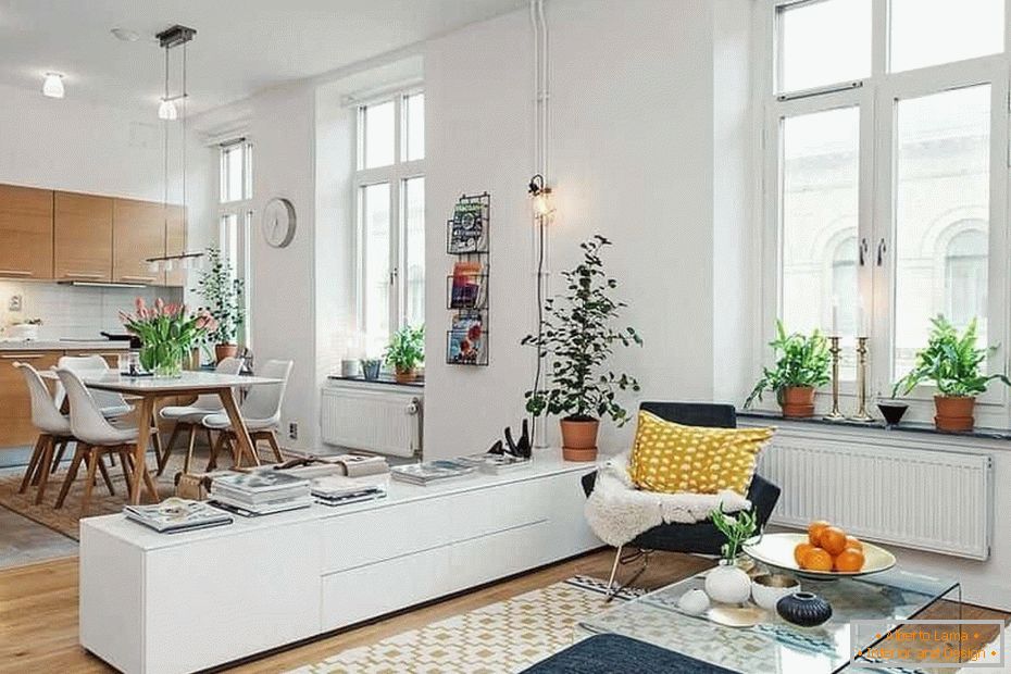 Studio zasnova stanovanja v skandinavskem stilu