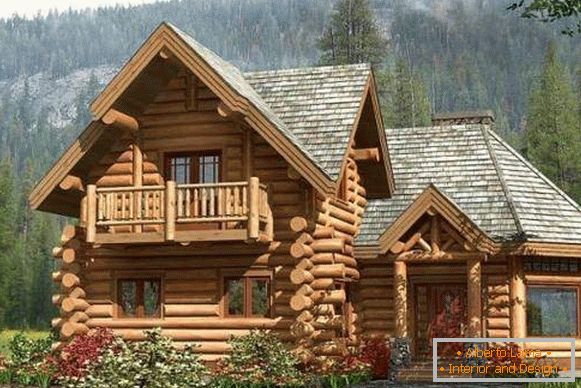zasnova lesene hiše iz bara zunaj - fotografija dvonadstropne zasebne hiše