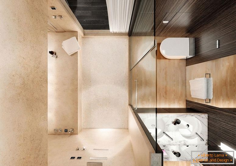 Moderna notranja zasnova majhne kopalnice