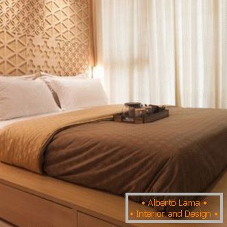 Spalnica v slogu minimalizma - 70 fotografij originalne