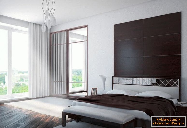 Spalnica v slogu minimalizma - 70 fotografij originalne