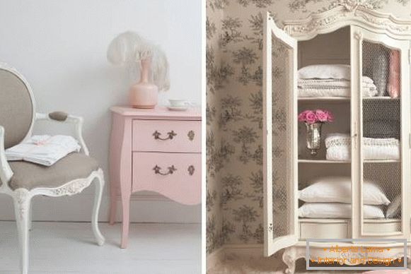 Lepo pohištvo za spalnico v slogu Provence - primeri na fotografiji