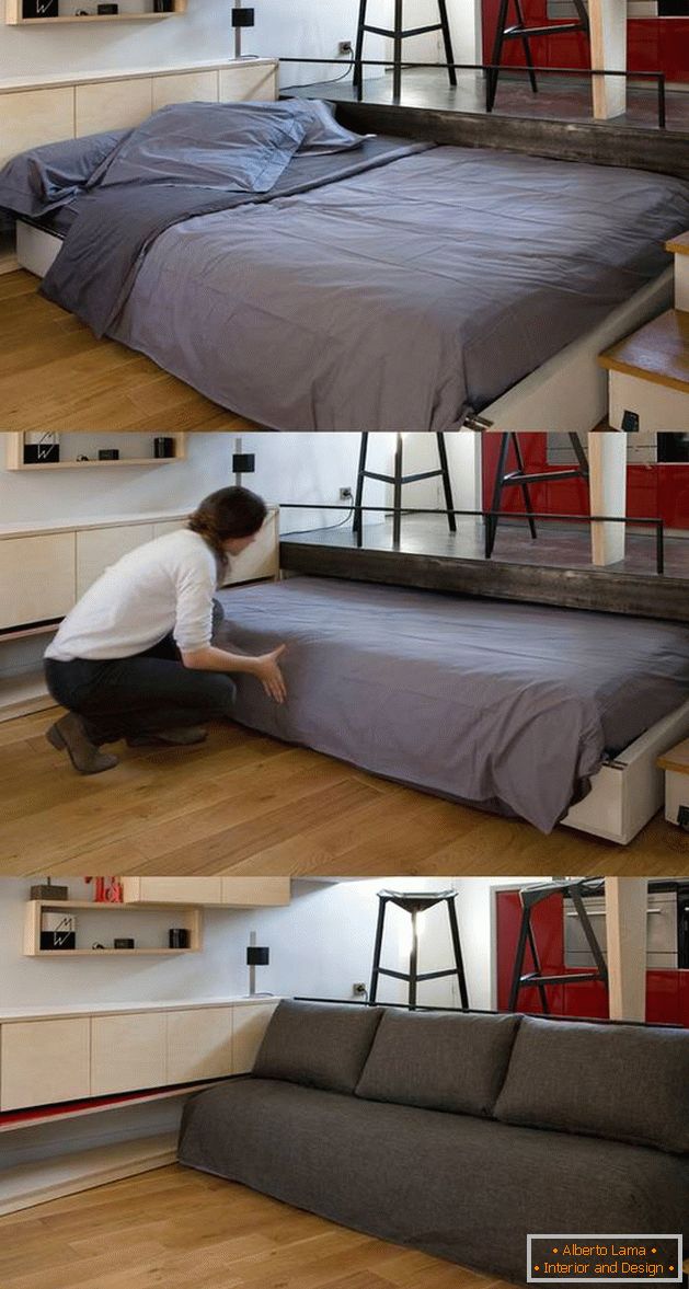Skrita postelja v studijskem stanovanju