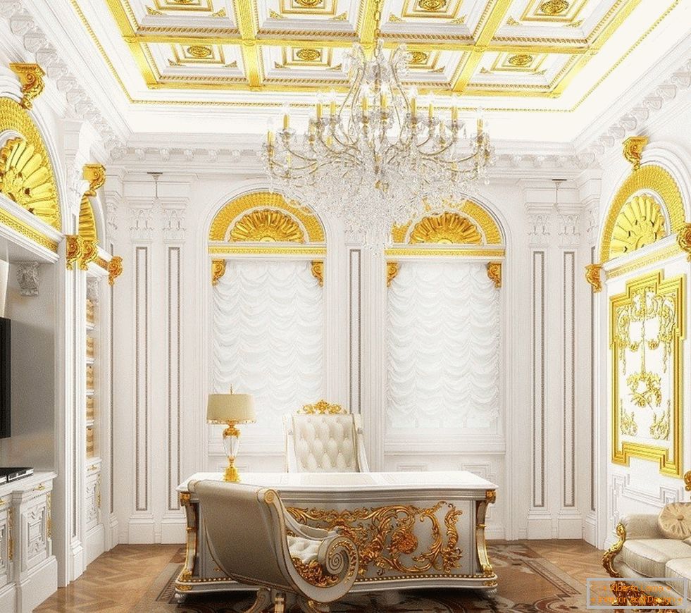Kabinet z belo notranjostjo in zlato dekor