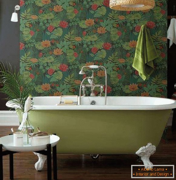 Temna ozadja za stene v notranjosti kopalnice - fotografije v zelenih barvah