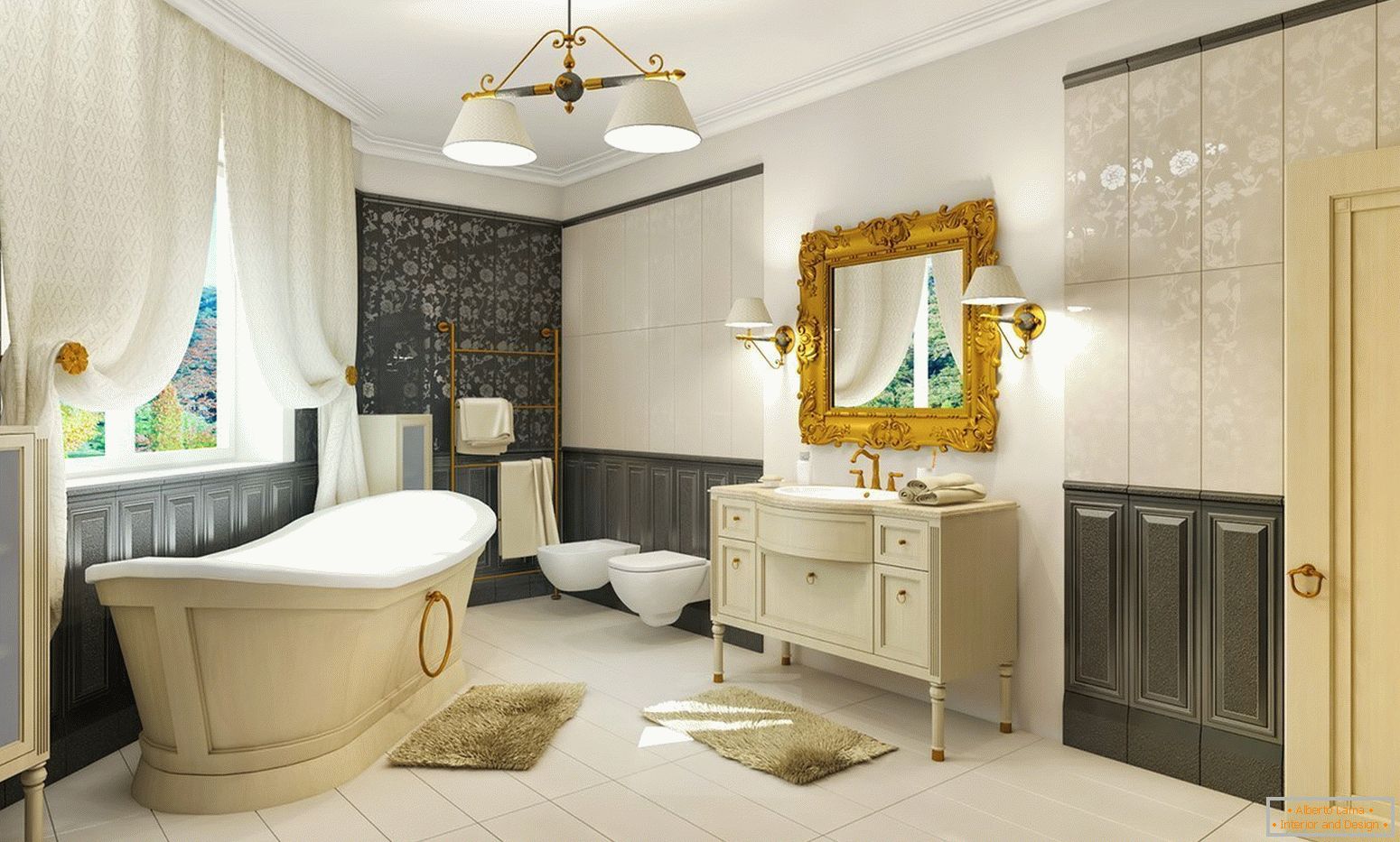 Dizajn kopalnice v klasičnem slogu