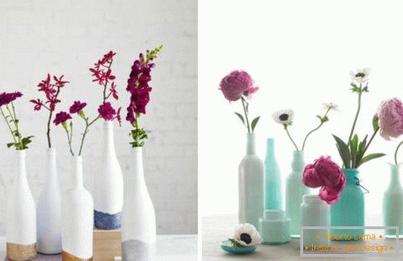 Vaze iz steklenic z lastnimi rokami - kako barvati