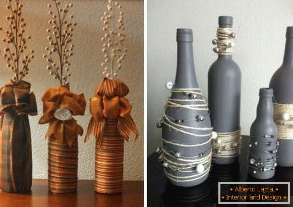 Vaza iz steklene steklenice z lastnimi rokami - fotografije najboljših idej