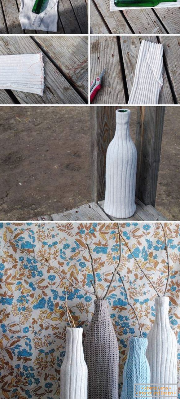 Kako narediti lepo vazo s svojimi rokami iz steklenice