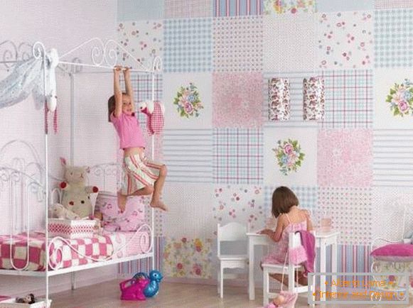 Lepa ozadja v otroški sobi za dekleta - fotografija v notranjosti