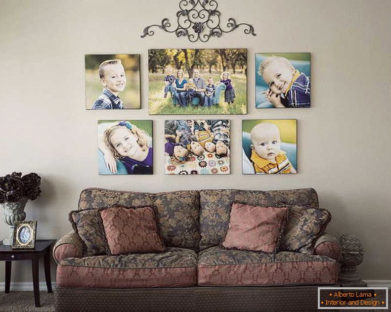 Družinske fotografije на стене в интерьере