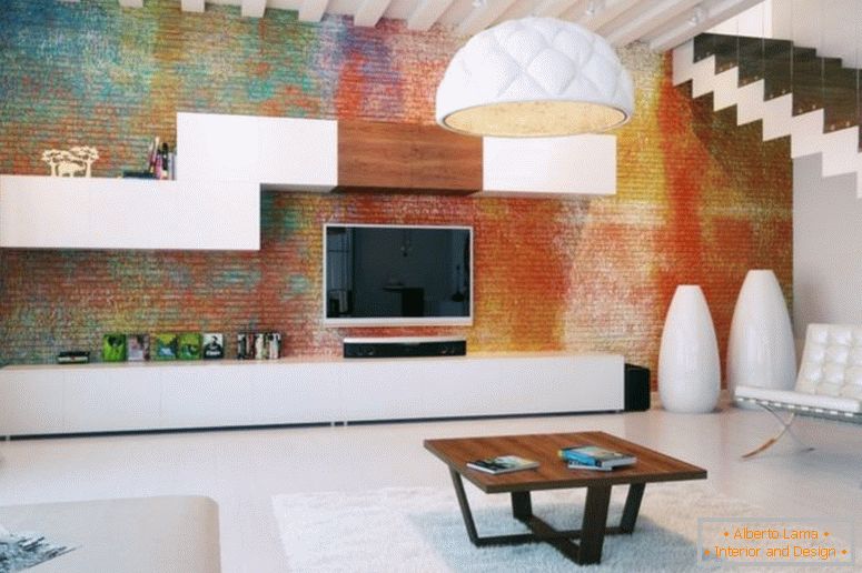notranjost-odlično-barvne-izpostavljene-opeke-zidne ideje-na-loft-dnevna soba-z-vznemirljivo-les-1200x799